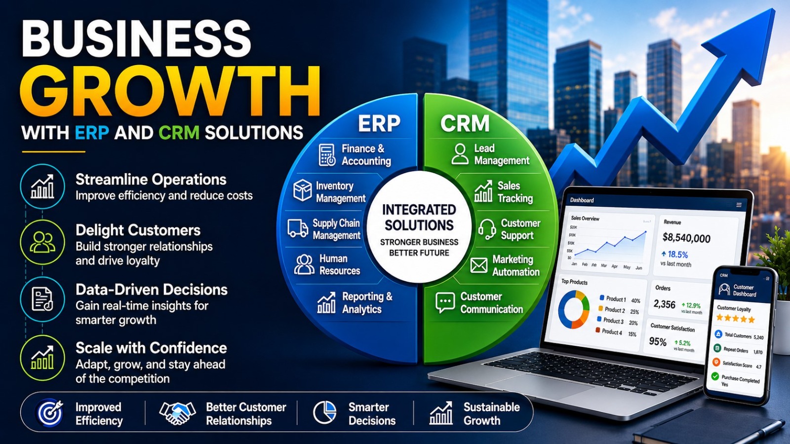 Business Growth with ERP and CRM Solutions